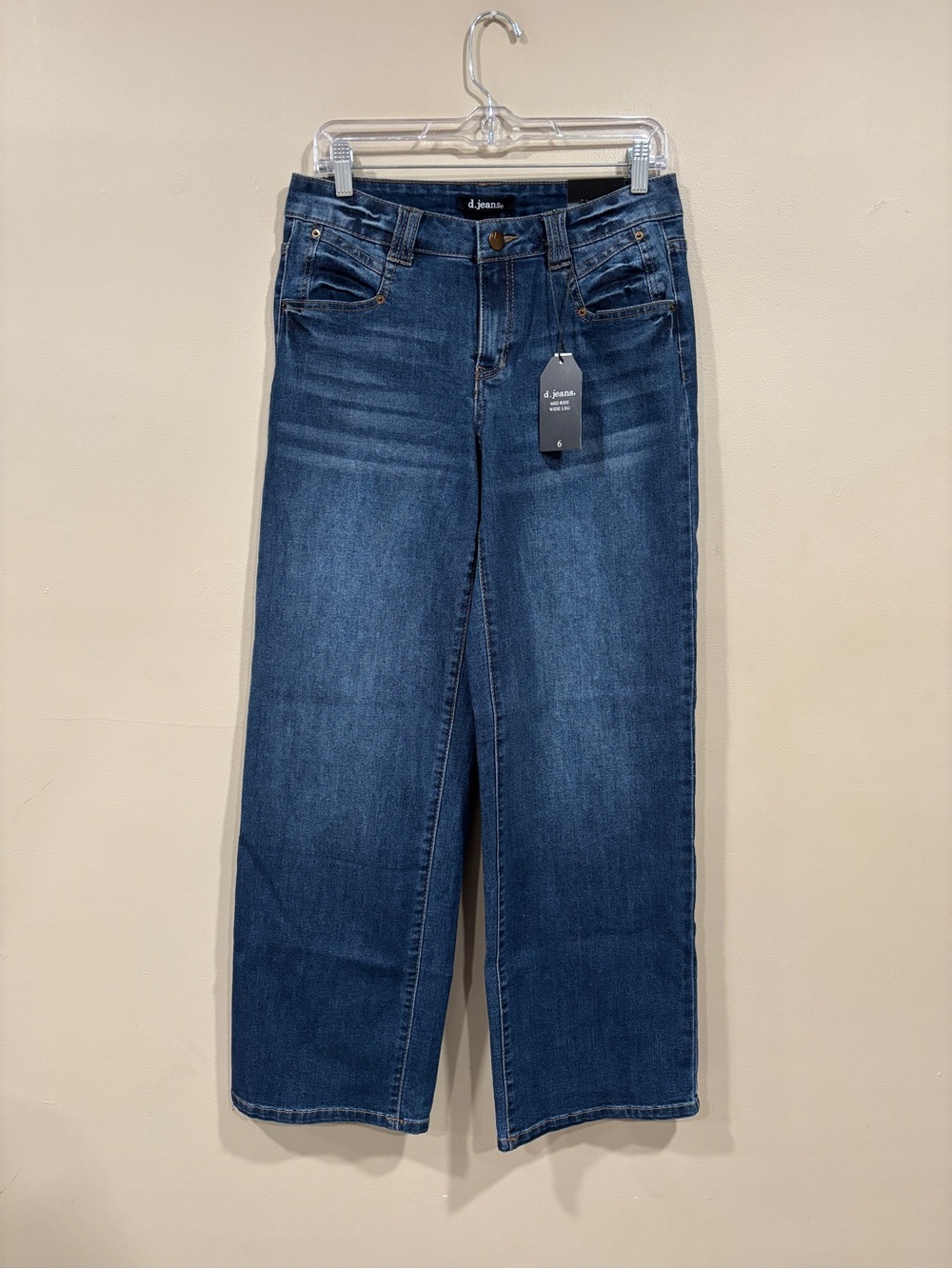 D. Jeans Women’s Denim Blue Mid Rise Wide Leg Jeans Size 6 NWT